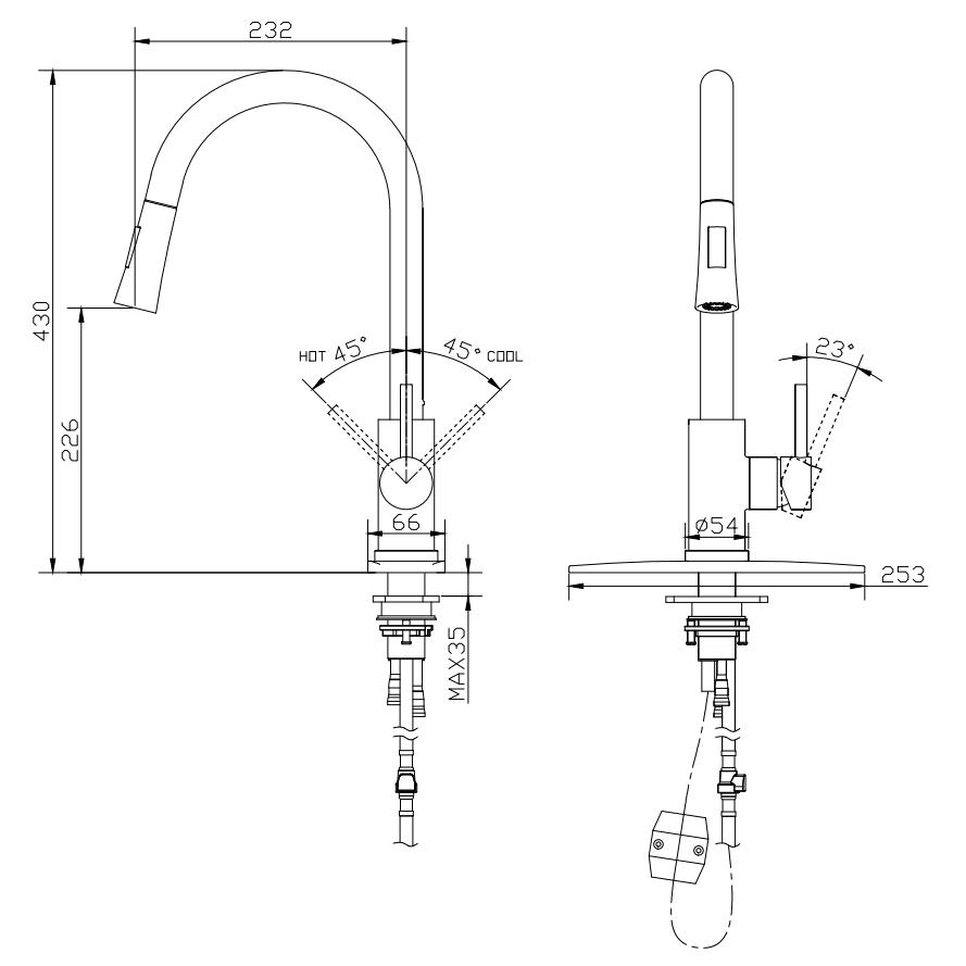 Grifo del fabricante de acero inoxidable 304, grifo de cocina de agua fría y caliente, grifo mezclador extraíble con rociador extraíble, grifo de cocina