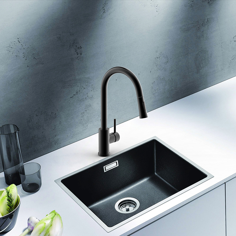 Mezclador de acero inoxidable Agua fría y caliente Grifo de cocina flexible Grifo de cocina extraíble negro