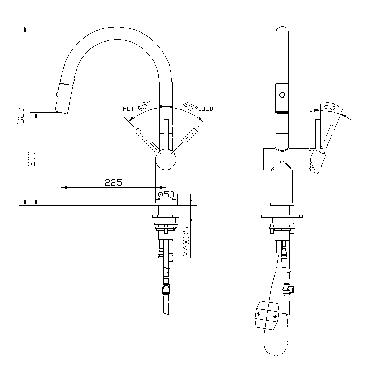 Grifo de 360 ​​grados con acabado cepillado, grifo de agua para fregadero de cocina, grifo de cocina extraíble de acero inoxidable 304