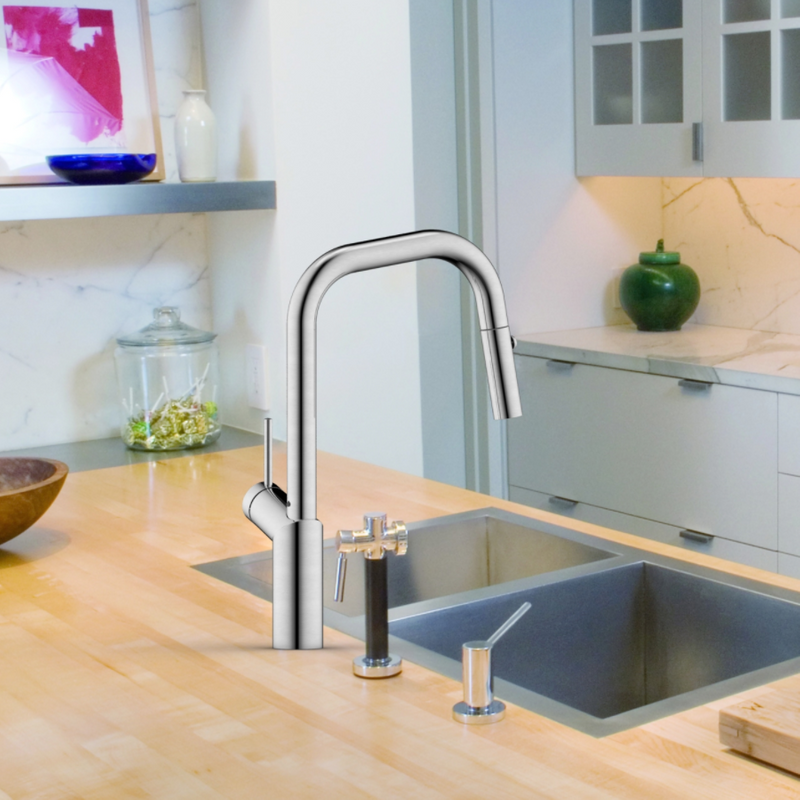 Grifo del fabricante Grifo de cocina SUS 304 cepillado Grifos mezcladores de fregadero de cocina extraíbles de un solo mango
