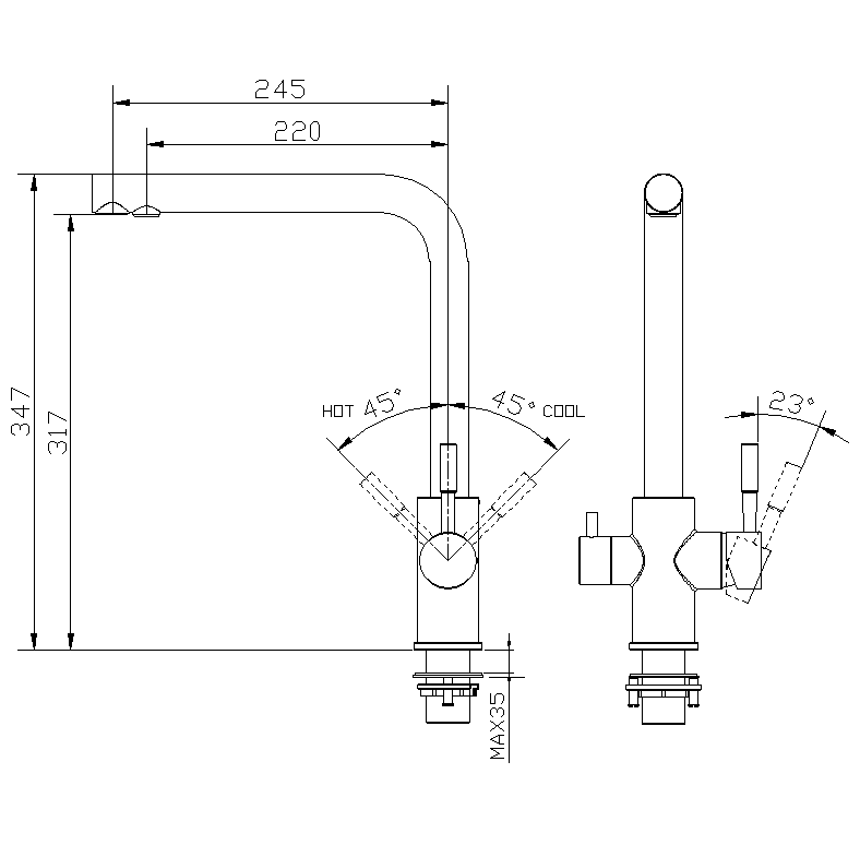 Grifo moderno de 3 vías, filtro de agua montado en cubierta 304, grifo de cocina, grifo de agua fría y caliente, filtro de cocina