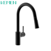 Grifo de cocina de acero inoxidable 304 negro mate de calidad Grifo de cocina extraíble