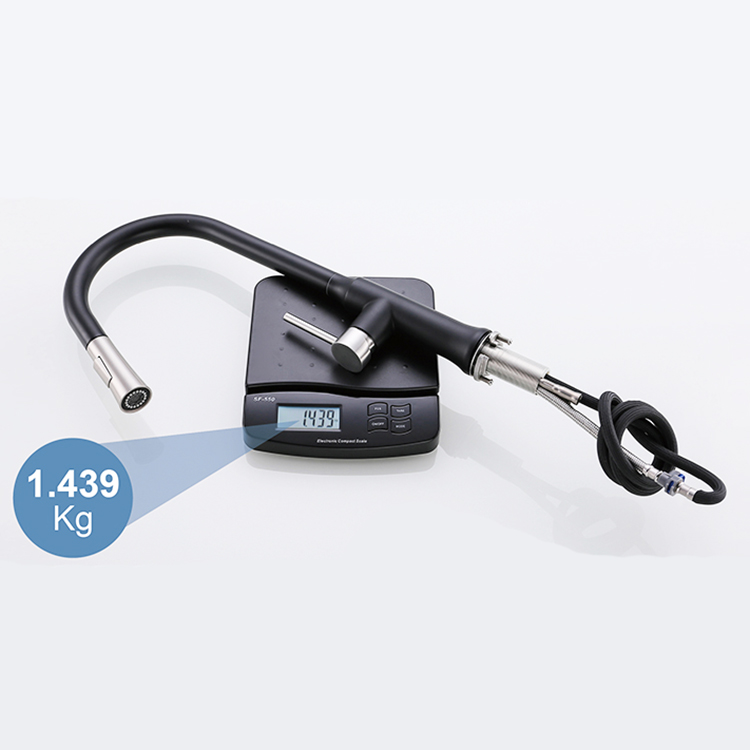 Grifo de cocina de alta calidad, grifo de cocina frío y caliente negro mate de acero inoxidable 304 con rociador extraíble