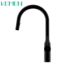 Grifo de cocina al por mayor, grifo mezclador monomando negro mate, grifo de fregadero de cocina extraíble