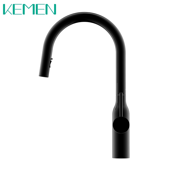 Grifo de cocina al por mayor, grifo mezclador monomando negro mate, grifo de fregadero de cocina extraíble