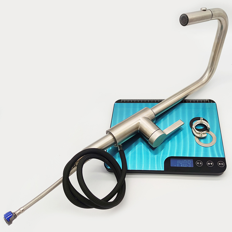 Grifo de cocina de acero 304 de nuevo diseño, grifo de fregadero de cocina extraíble en frío y caliente, grifo de fregadero cepillado