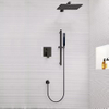 Juego de mezclador de ducha de baño cuadrado negro mate de Hotel de gama alta 2022 en juego de grifo de ducha de lluvia integrado en la pared