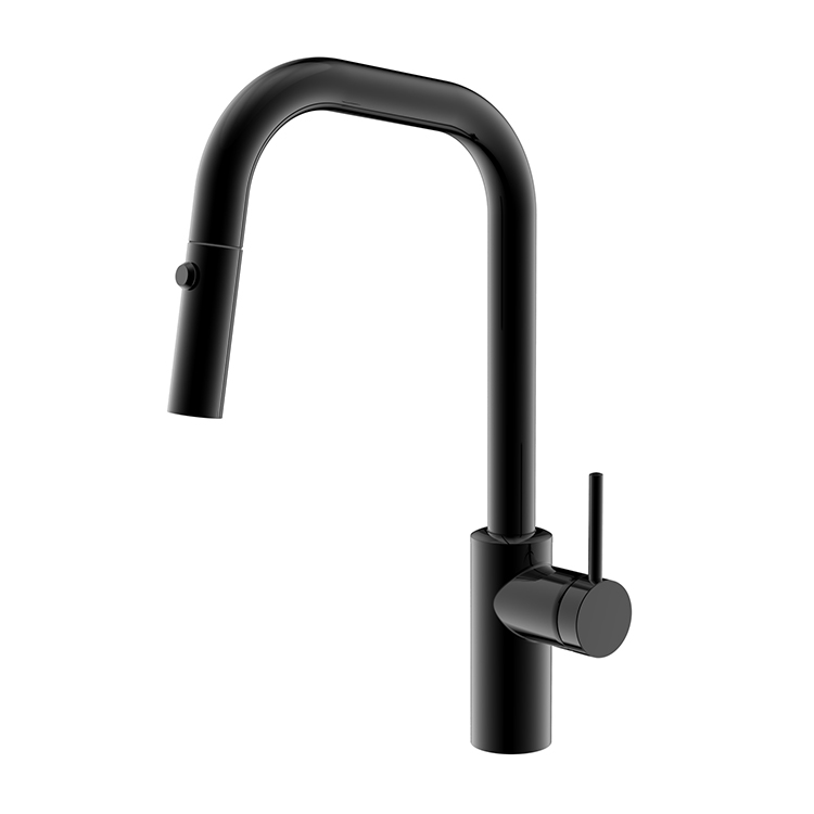 Grifo flexible Mezclador de grifo de cocina frío y caliente Mezcladores de cocina negros extraíbles de acero inoxidable