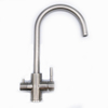 Grifo mezclador para fregadero de cocina con manijas dobles de estilo moderno, acero inoxidable 304, grifo de agua saludable de 3 vías, filtro de agua para cocina