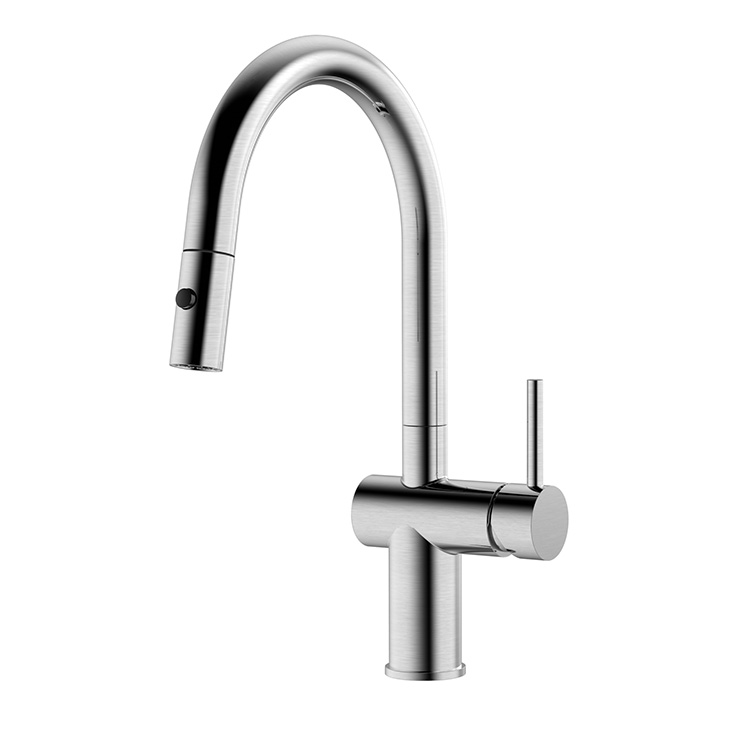 Grifo de 360 ​​grados con acabado cepillado, grifo de agua para fregadero de cocina, grifo de cocina extraíble de acero inoxidable 304