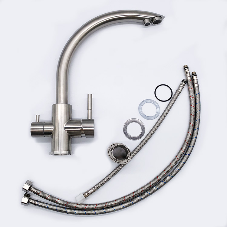 Grifo de cocina con filtro de acero inoxidable 304 de alta calidad, purificador de filtro de agua de tres vías, grifo de cocina