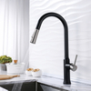 Grifo de cocina de alta calidad, grifo de cocina frío y caliente negro mate de acero inoxidable 304 con rociador extraíble