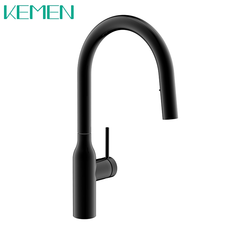 Grifo de cocina al por mayor, grifo mezclador monomando negro mate, grifo de fregadero de cocina extraíble