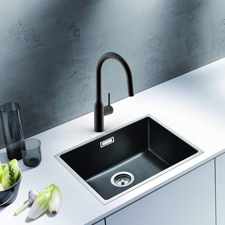 Grifo de cocina al por mayor, grifo mezclador monomando negro mate, grifo de fregadero de cocina extraíble