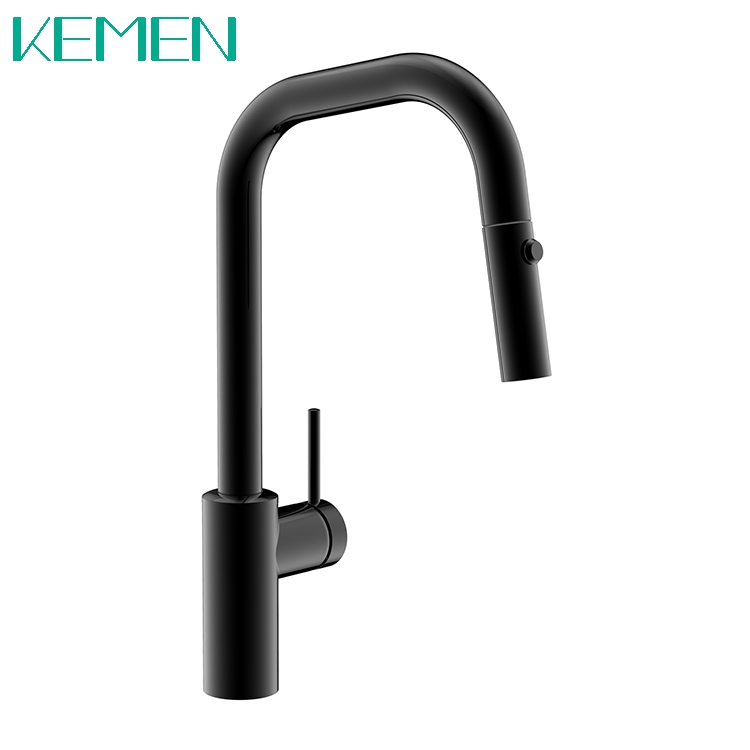 Grifo flexible Mezclador de grifo de cocina frío y caliente Mezcladores de cocina negros extraíbles de acero inoxidable
