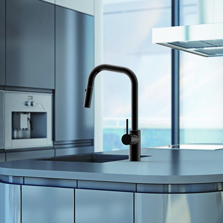 Grifo flexible Mezclador de grifo de cocina frío y caliente Mezcladores de cocina negros extraíbles de acero inoxidable