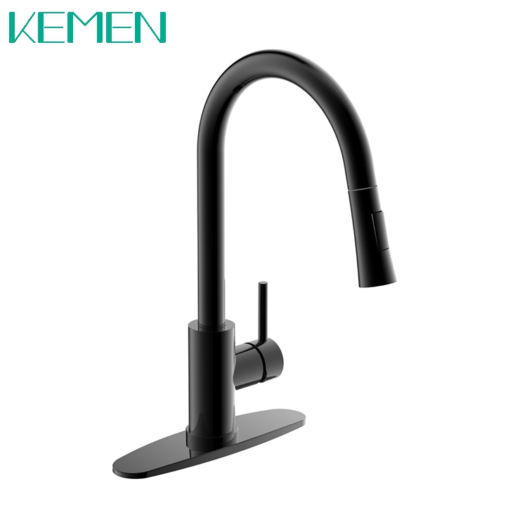 Mezclador de acero inoxidable Agua fría y caliente Grifo de cocina flexible Grifo de cocina extraíble negro