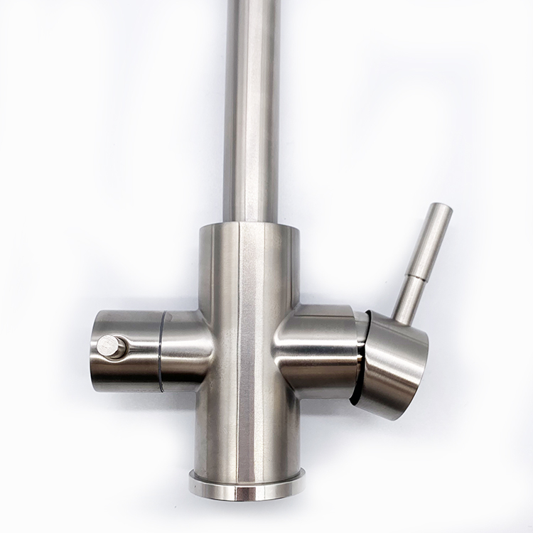 Grifo mezclador para fregadero de cocina con manijas dobles de estilo moderno, acero inoxidable 304, grifo de agua saludable de 3 vías, filtro de agua para cocina